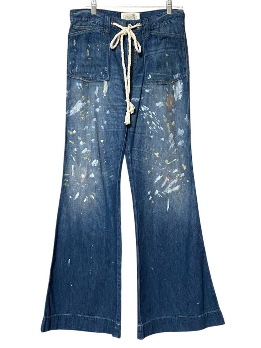 Rugby Ralph Lauren Paint Splatter Flare Jeans 27 EUC Y2K Boho Festival Artwear